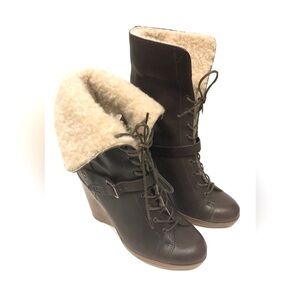 UGG collection boots caprera wedge brown leather Made in Italy